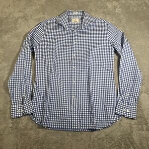 Todd Snyder Shirt Mens 16 34/35 Blue White Gingham Plaid 100s 2-Ply Dress Career